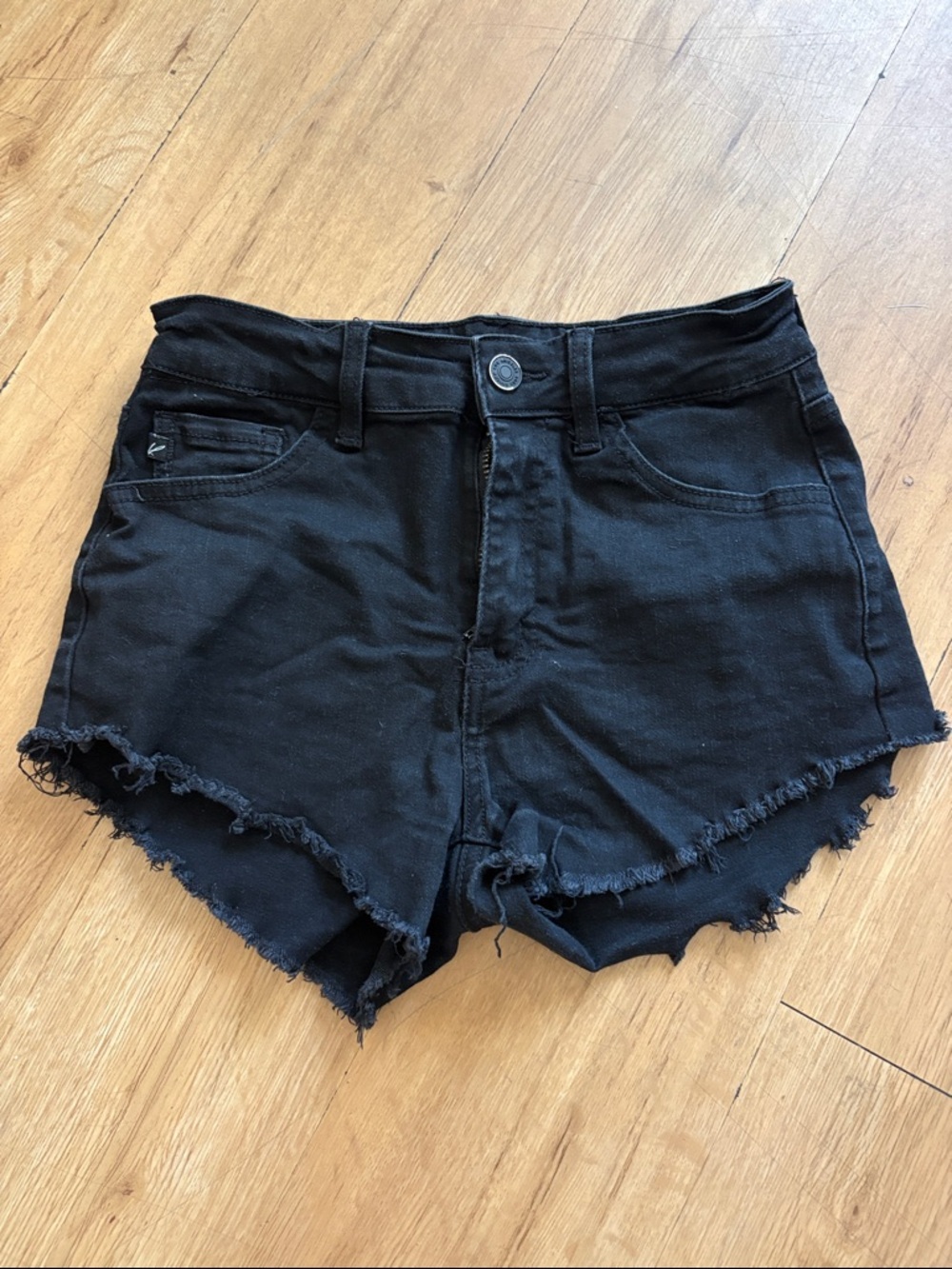 KanCan Black High-Rise Distressed Denim Shorts